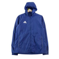 Kurtka przeciwwiatrowa męska Core 15 Rain Jacket. Niebieskie kurtki sportowe męskie Adidas, m, bez wzorów, bez kaptura, na fitness i siłownię. Za 143.46 zł.