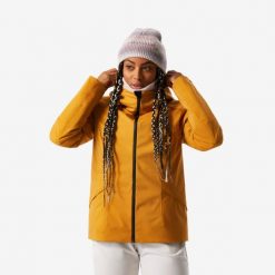 Kurtka narciarska damska Wedze 500. Brązowe kurtki sportowe damskie WED'ZE, na zimę, s, bez wzorów, z materiału, bez ramiączek, bez kaptura, narciarskie. Za 399.99 zł.