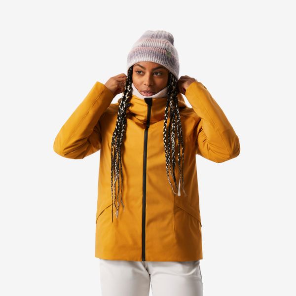 Kurtka narciarska damska Wedze 500. Brązowe kurtki sportowe damskie WED'ZE, na zimę, l, bez wzorów, z materiału, bez ramiączek, bez kaptura, narciarskie. Za 399.99 zł.