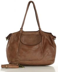 Shopper bag MARCO MAZZINI brązowy v86h. Brązowe shopperki damskie bez wzorów, ze skóry, bez dodatków. Za 489.25 zł.