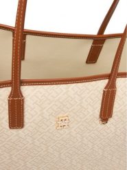 Tommy Hilfiger Torebka Th Monoplay Tote Le AW0AW17416 Beżowy. Brązowe shopperki damskie Tommy Hilfiger, bez wzorów, ze skóry, bez dodatków. Za 849.99 zł.