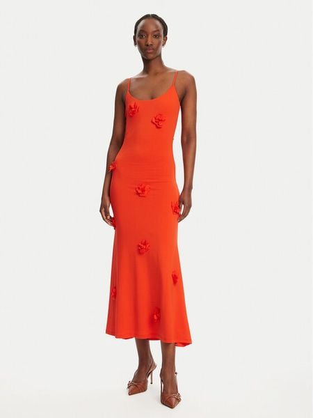 Bardot Sukienka wieczorowa Lanae 59301DB Koralowy Regular Fit. Pomarańczowe sukienki damskie Bardot, bez wzorów, z syntetyku, wizytowe, bez kołnierzyka, bez ramiączek. Za 299.99 zł.