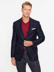 Boss Marynarka 50502974 Granatowy Regular Fit. Niebieskie garnitury męskie Boss, m, bez wzorów, z wełny, biznesowe, bez kołnierzyka, bez ramiączek. Za 1,909.00 zł.