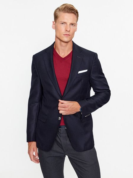 Boss Marynarka 50502974 Granatowy Regular Fit. Niebieskie garnitury męskie Boss, m, bez wzorów, z wełny, biznesowe. Za 1,909.00 zł.