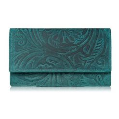 Portfel damski skórzany vintage w kwiaty zielony duży Paolo Peruzzi T-108-HGR. Zielone portfele damskie z materiału. Za 69.00 zł.