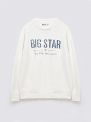 Bluza męska z logo BIG STAR biała Setor 100. Białe bluzy męskie BIG STAR, l, bez wzorów, z bawełny, klasyczne, bez ramiączek, bez kaptura. Za 199.99 zł.