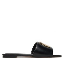 Klapki Nine West. Czarne klapki damskie Nine West, bez wzorów, bez obcasa, bez zapięcia. Za 118.99 zł.