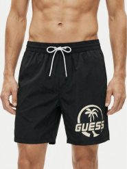 Guess Szorty kąpielowe F6GT01 WN162 Czarny Regular Fit. Czarne kąpielówki męskie Guess, z aplikacjami, z syntetyku. Za 236.99 zł.