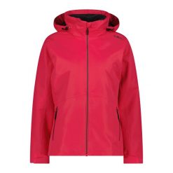 Damska kurtka wodoodporna CMP. Czerwone kurtki sportowe damskie CMP, bez wzorów, bez ramiączek, bez kaptura, trekkingowe. W wyprzedaży za 571.65 zł.