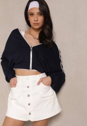 Białe Spódnico-Szorty z Bawełną i Ozdobnymi Guzikami Sorisia. Białe szorty damskie Renee, bez wzorów, z bawełny, eleganckie, z podwyższonym stanem. Za 54.99 zł.