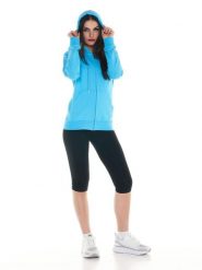 Bluza z bawełna z kaptur na co dzień na siłownię. Niebieskie bluzy damskie LEONE 1947 APPAREL, s, bez wzorów, z bawełny, bez ramiączek, bez kaptura. Za 147.31 zł.