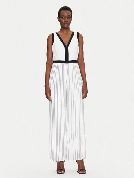 Morgan Kombinezon 251-PLISMA Biały Regular Fit. Białe sukienki damskie Morgan, bez wzorów, z syntetyku, bez kołnierzyka, bez ramiączek. Za 269.99 zł.