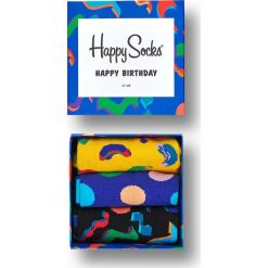 Happy Socks - Skarpety Gift Box urodzinowy (3-pak). Żółte skarpety męskie Happy Socks, bez wzorów, z bawełny. W wyprzedaży za 69.90 zł.