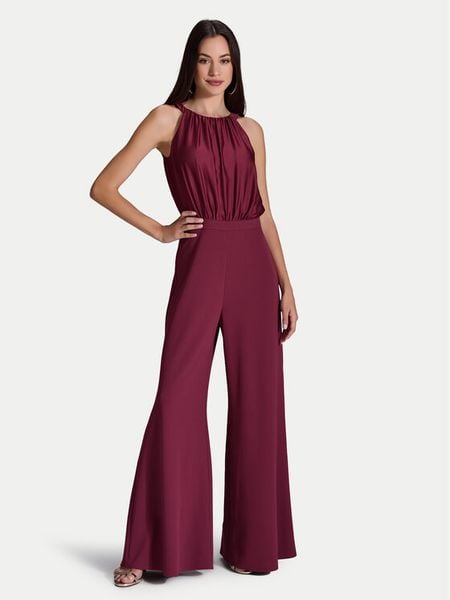 Swing Kombinezon 3AI00100 Bordowy Regular Fit. Czerwone sukienki damskie Swing, bez wzorów, z syntetyku, bez kołnierzyka, bez ramiączek. Za 469.99 zł.