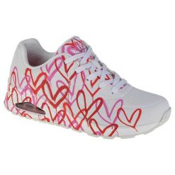 Buty sportowe Sneakersy damskie, Skechers Uno-Spread The Love. Białe obuwie sportowe damskie Skechers, bez wzorów, z materiału, bez zapięcia, trekkingowe. Za 349.00 zł.