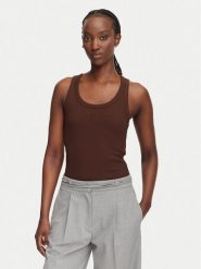 HUGO Top Datamia 50514489 Brązowy ciemny Slim Fit. Brązowe topy damskie Hugo, s, bez wzorów, z bawełny, bez kołnierzyka, bez ramiączek. Za 214.99 zł.