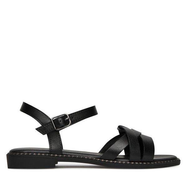 Sandały Lasocki. Czarne sandały damskie Lasocki, bez wzorów, bez obcasa, na płaskiej podeszwie, bez zapięcia. Za 149.99 zł.