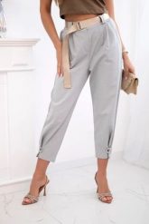 Spodnie Summer Punto z zapięciem na nogawkach szare. Szare spodnie materiałowe damskie KESI, na lato, bez wzorów, z bawełny, eleganckie, plus size. Za 204.91 zł.