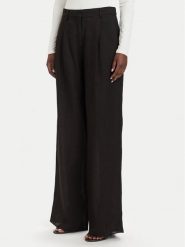 Marella Spodnie materiałowe Solista 2613131114 Czarny Relaxed Fit. Czarne spodnie materiałowe damskie Marella, bez wzorów, ze lnu. Za 969.99 zł.