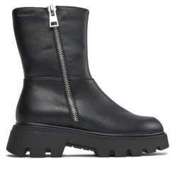Botki Tamaris. Czarne botki damskie Tamaris, bez wzorów, bez obcasa, na płaskiej podeszwie, bez zapięcia. Za 449.99 zł.