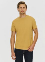 PAKO LORENTE – Bawełniany żółty t-shirt z okrągłym dekoltem. Żółte t-shirty męskie Pako Lorente, xxl, bez wzorów, z bawełny, bez kołnierzyka, bez ramiączek. Za 49.99 zł.