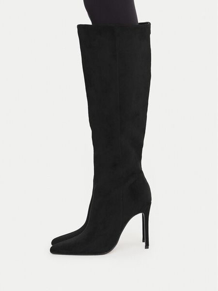 Nine West Kozaki EO-C6008-1 Czarny. Czarne kozaki damskie Nine West, bez wzorów, z materiału, bez obcasa, na szpilce, bez zapięcia. Za 379.99 zł.