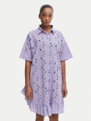 Iconique Sukienka letnia Emily IC26-001 Fioletowy jasny Relaxed Fit. Fioletowe sukienki damskie Iconique, na lato, s, bez wzorów, z bawełny, bez kołnierzyka, bez ramiączek. Za 469.99 zł.