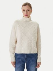 Elisabetta Franchi Sweter MK-55T-57E2 Biały Regular Fit. Białe swetry nierozpinane damskie Elisabetta Franchi, bez wzorów, z wełny, bez kołnierzyka, bez ramiączek. Za 1,799.00 zł.