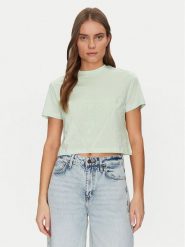 Guess T-Shirt V2YI06 K8HM0 Zielony Regular Fit. Zielone t-shirty damskie Guess, xl, z aplikacjami, z bawełny, bez kołnierzyka, bez ramiączek. Za 139.99 zł.