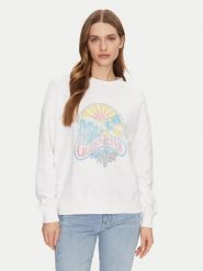 Guess Bluza W5GQ16 K68I4 Biały Regular Fit. Białe bluzy damskie Guess, l, z aplikacjami, z bawełny, bez ramiączek, bez kaptura. Za 199.99 zł.