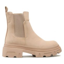 Sztyblety Jenny Fairy. Brązowe botki damskie Jenny Fairy, bez wzorów, bez obcasa, na płaskiej podeszwie, bez zapięcia. Za 169.99 zł.