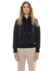 Leone 1947 Złote ćwieki damska pikowana bluza z kapturem zapinana na zamek. Czarne bluzy damskie LEONE 1947 APPAREL, s, z aplikacjami, bez ramiączek, z kapturem. Za 471.52 zł.