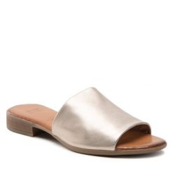 Klapki Bata. Żółte klapki damskie Bata, bez wzorów, bez obcasa, bez zapięcia. Za 249.99 zł.