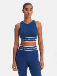 Emporio Armani Underwear Top EW002960 AF19023 UB078 Granatowy Slim Fit. Niebieskie topy damskie Emporio Armani Underwear, s, bez wzorów, z bawełny, bez kołnierzyka, bez ramiączek. Za 259.99 zł.