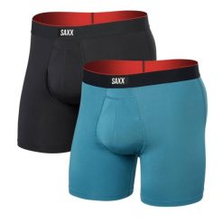 Bokserki - 2-pack Multi-Sport Mesh - Hydro Blue / Faded Black. Niebieskie bielizna sportowa męska Saxx, m, bez wzorów, z elastanu, do biegania. Za 286.22 zł.