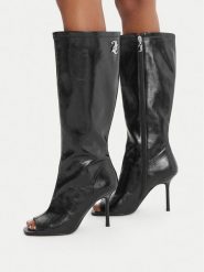 Juicy Couture Kozaki EO-C5165-1 Czarny. Czarne kozaki damskie Juicy Couture, bez wzorów, ze skóry, bez obcasa, na szpilce, bez zapięcia. Za 349.99 zł.