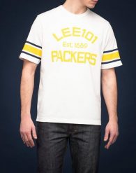 LEE 101 GRAPHIC TEE SS CLOUD DANCER 112124091. T-shirty męskie Lee, m, bez wzorów, bez kołnierzyka, bez ramiączek. Za 79.99 zł.