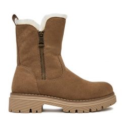 Botki Clara Barson. Brązowe botki damskie Clara Barson, bez wzorów, bez obcasa, na płaskiej podeszwie, bez zapięcia. Za 129.99 zł.