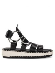 Badura Sandały BEKI-01W3-005 Czarny. Czarne sandały damskie Badura, bez wzorów, z materiału, bez obcasa, na płaskiej podeszwie, bez zapięcia. Za 279.99 zł.