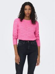 ONLY Sweter 15234745 Różowy Regular Fit. Czerwone swetry nierozpinane damskie ONLY, s, bez wzorów, z syntetyku, bez kołnierzyka, bez ramiączek. Za 129.99 zł.