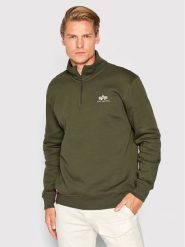 Alpha Industries Bluza Half Zip 108308 Zielony Regular Fit. Zielone bluzy męskie Alpha Industries, m, bez wzorów, z bawełny, bez ramiączek, bez kaptura. Za 179.99 zł.