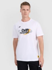 4F T-shirt regular z nadrukiem uniseks 4F x Drift Masters - biały XL. Białe t-shirty męskie 4F, m, bez wzorów, z bawełny, bez kołnierzyka, bez ramiączek. Za 119.99 zł.
