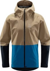 Kurtka przeciwdeszczowa męska Haglofs Finch Proof Jacket - sand/tarn blue. Niebieskie kurtki męskie Stedman, m, bez wzorów, bez kaptura. Za 908.45 zł.