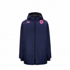 Parka Stade Français Arminzip Pro 8 2024/25. Czerwone parki męskie Kappa, bez wzorów, z dresówki, sportowe, bez kołnierzyka, bez kaptura. W wyprzedaży za 507.85 zł.