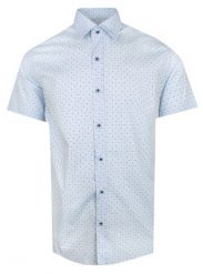 Męska Koszula Typu Casual (Weekendowa) - Pako Jeans - Błękitna w Drobny Wzór. Niebieskie koszule męskie Pako Jeans, l, bez wzorów, z bawełny, casualowe, bez kołnierzyka, bez ramiączek. Za 169.00 zł.