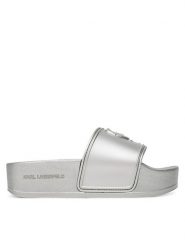 KARL LAGERFELD Klapki Kondo Maxi KL80819M Srebrny. Szare klapki damskie KARL LAGERFELD, bez wzorów, z tworzywa sztucznego, bez obcasa, bez zapięcia. Za 279.99 zł.