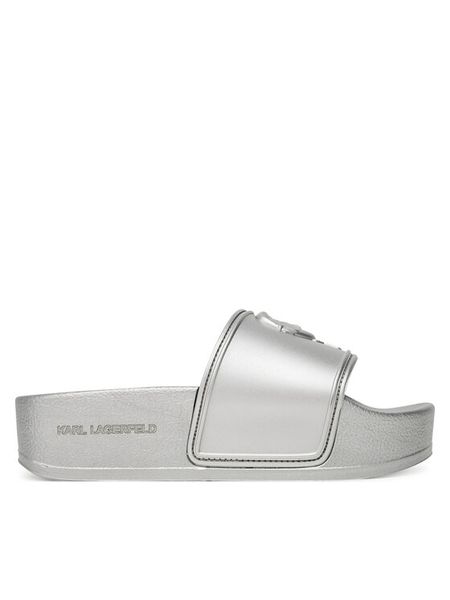 KARL LAGERFELD Klapki Kondo Maxi KL80819M Srebrny. Szare klapki damskie KARL LAGERFELD, bez wzorów, z syntetyku, bez obcasa, bez zapięcia. Za 459.99 zł.