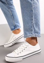 Biało-Czarne Trampki Lakellet. Białe trampki i tenisówki damskie Renee, bez wzorów, z gumy, przed kostkę, bez zapięcia. Za 54.99 zł.