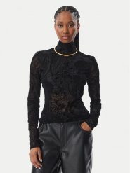 Just Cavalli Bluzka 81PAH617 JS569 Czarny Slim Fit. Czarne bluzki damskie Just Cavalli, s, bez wzorów, z syntetyku, bez kołnierzyka, bez ramiączek. Za 594.99 zł.