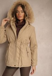 Ciemnobeżowa Kurtka Parka o Dwustronnym Kroju z Futrem i Odpinanym Kapturem Zinnissa. Brązowe kurtki damskie Renee, l, bez wzorów, z futra. Za 219.99 zł.